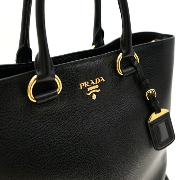 Prada Black Vitello Phenix Leather Shopping Tote Bag in Black, authentic new handbag, image 11