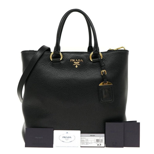 Prada Black Vitello Phenix Leather Shopping Tote Bag in Black, authentic new handbag, image 7