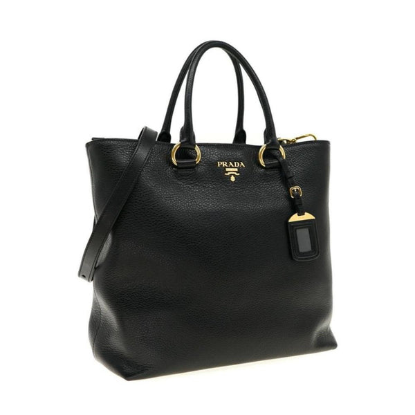 Prada Black Vitello Phenix Leather Shopping Tote Bag in Black, authentic new handbag, image 4