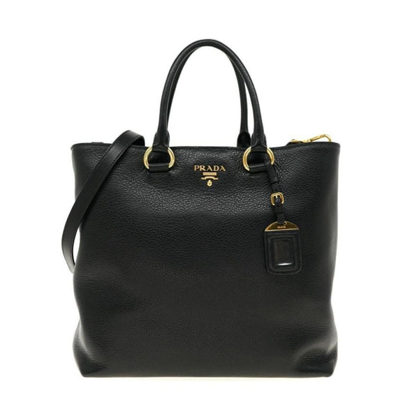 Prada Black Vitello Phenix Leather Shopping Tote Bag in Black, authentic new handbag, image 2