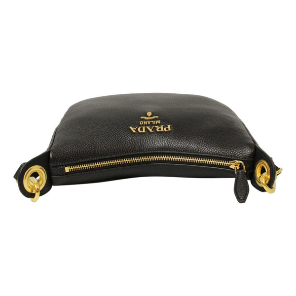 Prada Black Vitello Phenix Leather Web Stripe Strap Crossbody in Black, authentic new handbag, image 4