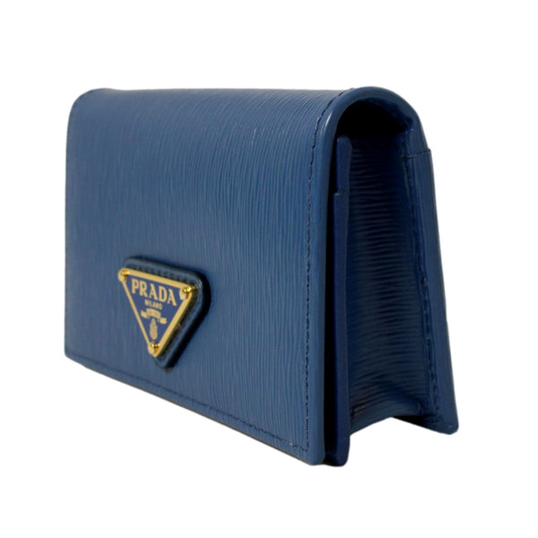 Prada Blue Vitello Move Leather Triangle Logo Card Case Wallet in Cobalto Blue, authentic new wallet, image 6