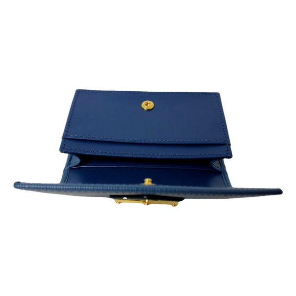 Prada Blue Vitello Move Leather Triangle Logo Card Case Wallet in Cobalto Blue, authentic new wallet, image 4
