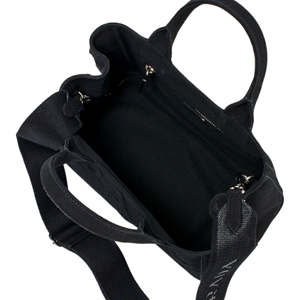 Prada Canapa Black Canvas Logo Tote Handbag Medium in Black, authentic new handbag, image 4
