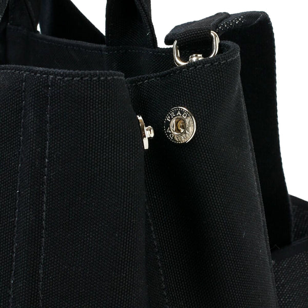 Prada Canapa Black Canvas Logo Tote Handbag Medium in Black, authentic new handbag, image 3