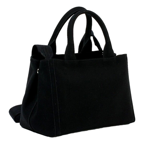 Prada Canapa Black Canvas Logo Tote Handbag Medium in Black, authentic new handbag, image 2