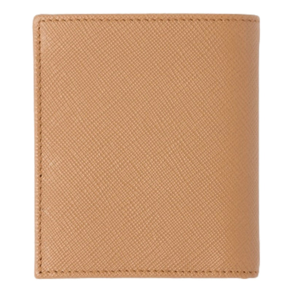 Prada Caramel Saffiano Leather Silver Triangle Logo Bifold Card Holder Wallet in Caramel, authentic new wallet, image 3