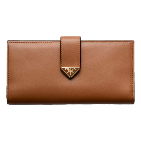 Prada City Smooth Calfskin Long Wallet in Cognac Brown in Cognac Brown, authentic new wallet, image 1