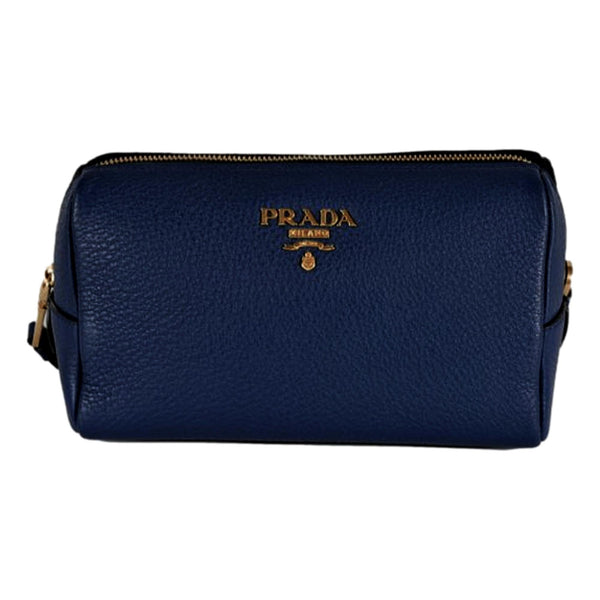 Prada Contenitore Baltico Navy Blue Vitello Daino Vanity Case in Baltico Navy Blue, authentic new handbag, image 1