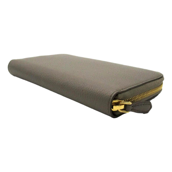 Prada Continental Zip-Around Wallet Saffiano Leather Argilla Grey in Grey, authentic new wallet, image 2