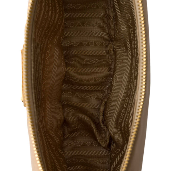Prada Demi Lune Re-Nylon Crescent Shoulder Bag in Beige in Beige, authentic new handbag, image 4