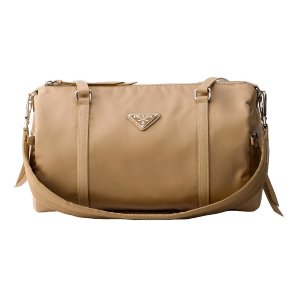 Prada Small Re-Nylon and Saffiano Leather Duffel Bag Camello Beige in Camello Beige, authentic new handbag, image 1