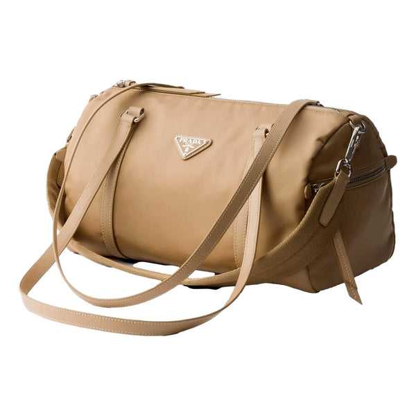 Prada Small Re-Nylon and Saffiano Leather Duffel Bag Camello Beige in Camello Beige, authentic new handbag, image 4