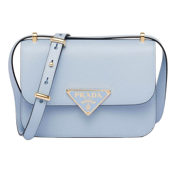 Prada Embleme Triangle Logo Saffiano Leather Crossbody Bag Celeste Blue in Celeste Blue, authentic new handbag, image 1