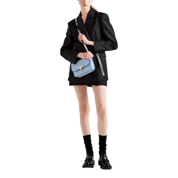 Prada Embleme Triangle Logo Saffiano Leather Crossbody Bag Celeste Blue in Celeste Blue, authentic new handbag, image 4