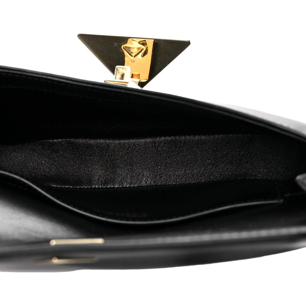 Prada Embleme Triangle Logo Soft Calfskin Crossbody Bag Black in Black, authentic new handbag, image 4