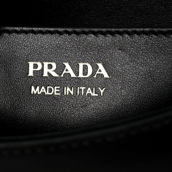 Prada Embleme Triangle Logo Soft Calfskin Crossbody Bag Black in Black, authentic new handbag, image 6