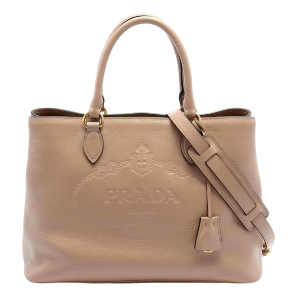 Prada Cammeo Beige Soft Leather Shopper Tote Shoulder Bag in Cammeo Beige, authentic new handbag, image 1