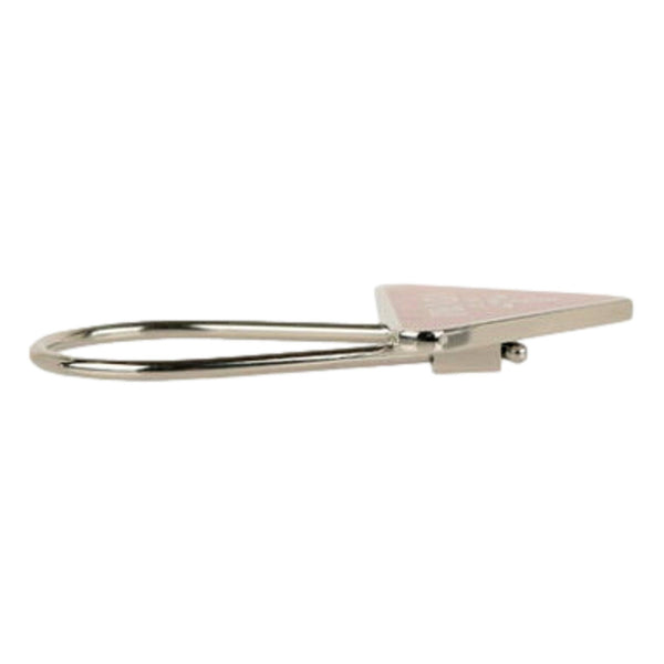 Prada Enameled Metal Key Ring Red and Gold Triangle Logo Purse Charm in Red and Gold, authentic new keychain, image 4