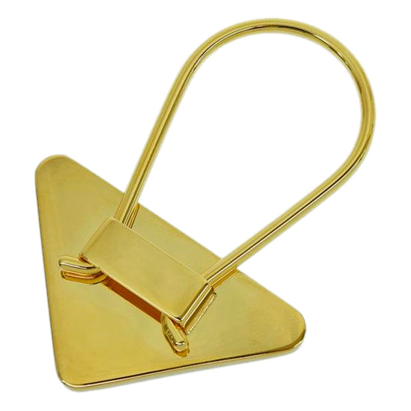 Prada Enameled Metal Logo Pin Key Ring Black and Gold Purse Charm in Black and Gold, authentic new keychain, image 5