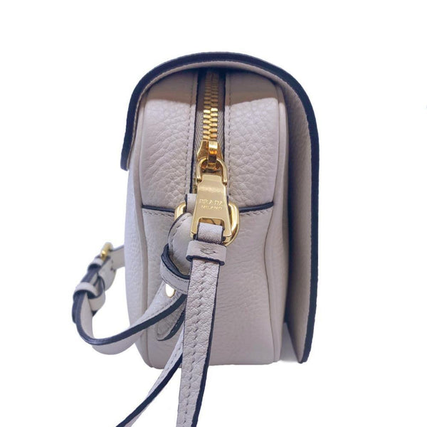 Prada Ivory Vitello Phenix Leather Flap Crossbody Bag in Ivory, authentic new handbag, image 4