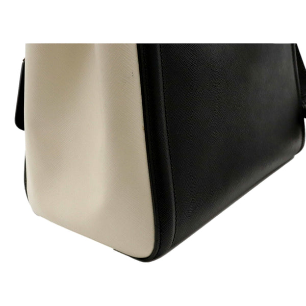 Prada Galleria Nero Black Ivory Saffiano Leather 2-Way Bag – base detail