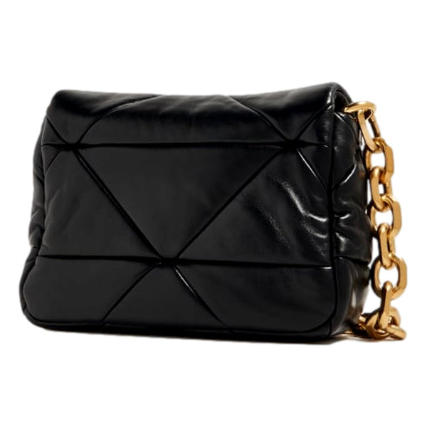 Prada Gold Logo Black Quilted Nappa Patch Leather Small Shoulder Bag in Black, authentic new handbag, image 4