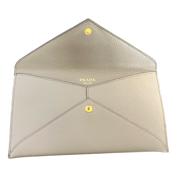 Prada Grey Vitello Grain Leather Long Envelope Wallet in Grey, authentic new wallet, image 7