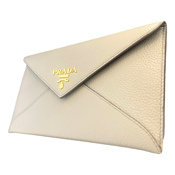Prada Grey Vitello Grain Leather Long Envelope Wallet in Grey, authentic new wallet, image 6