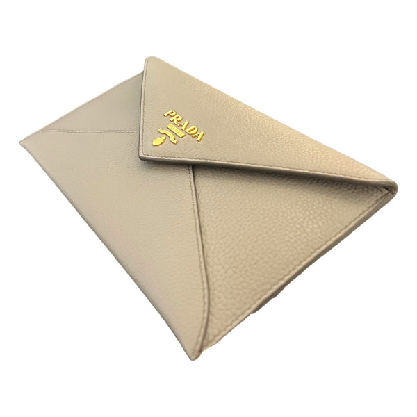 Prada Grey Vitello Grain Leather Long Envelope Wallet in Grey, authentic new wallet, image 4