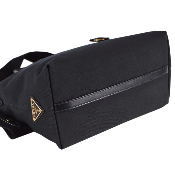 Prada Logo Jacquard Black Canvas Satchel Crossbody Bag Gold Hardware in Black, authentic new handbag, image 5
