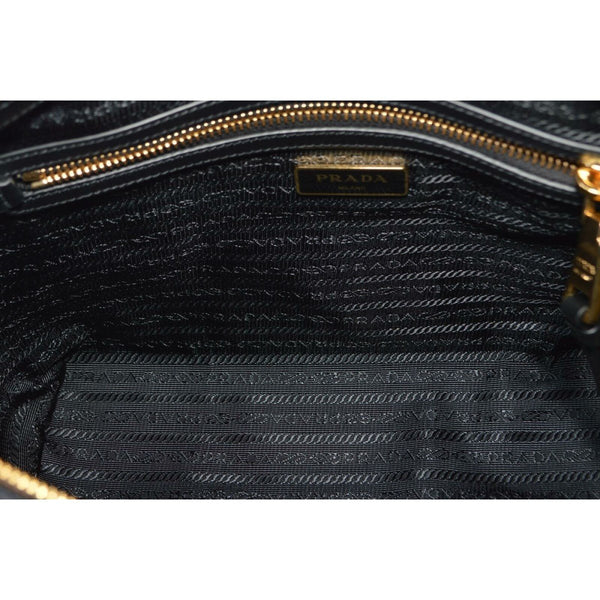 Prada Logo Jacquard Black Canvas Satchel Crossbody Bag Gold Hardware in Black, authentic new handbag, image 6