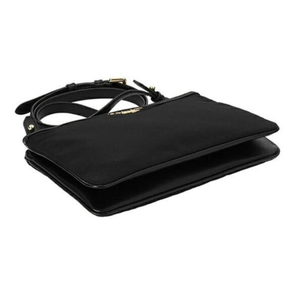 Prada Logo Tessuto Nylon Soft Calf Trim Black Cross Body Bag in Black, authentic new handbag, image 5