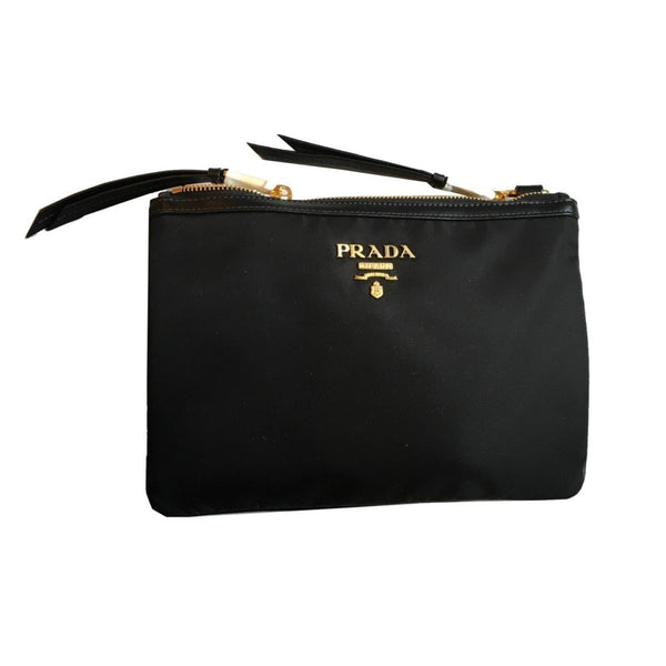 Prada Logo Tessuto Nylon Soft Calf Trim Black Cross Body Bag in Black, authentic new handbag, image 7