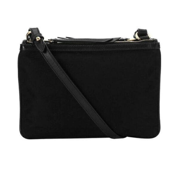 Prada Logo Tessuto Nylon Soft Calf Trim Black Cross Body Bag in Black, authentic new handbag, image 2