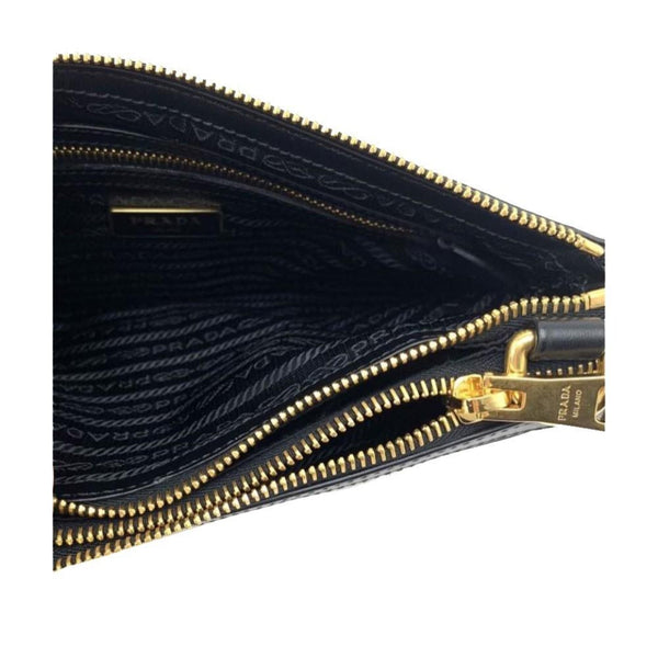 Prada Logo Tessuto Nylon Soft Calf Trim Black Cross Body Bag in Black, authentic new handbag, image 12
