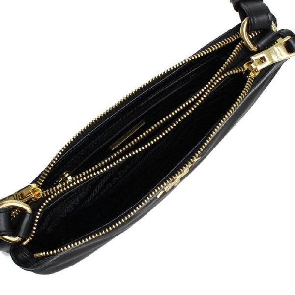 Prada Logo Tessuto Nylon Soft Calf Trim Black Cross Body Bag in Black, authentic new handbag, image 13