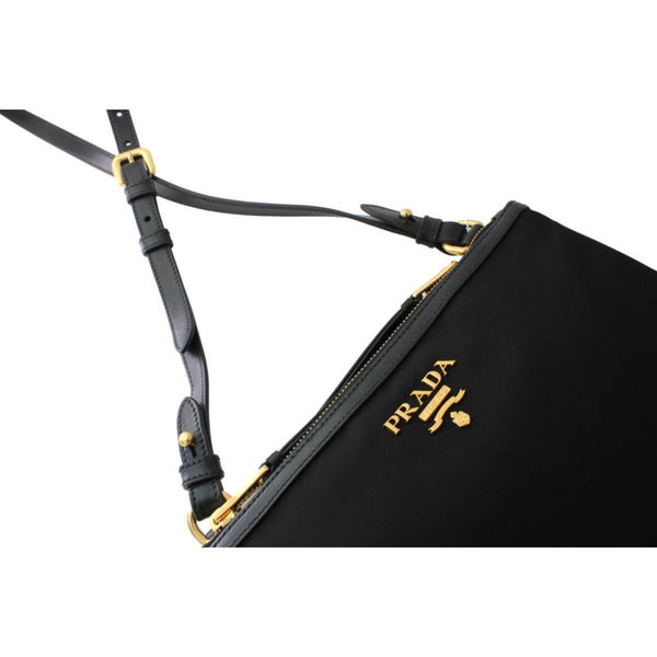 Prada Logo Tessuto Nylon Soft Calf Trim Black Cross Body Bag in Black, authentic new handbag, image 16