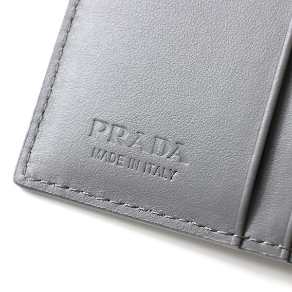 Prada Marmo Marble Gray Vitello Daino Leather Silver Triangle Logo Bifold Wallet – logo and identifying detail 6