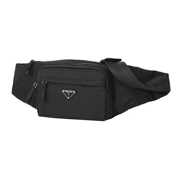 Prada Marsupio Tessuto Nylon Triangle Logo Black Belt Bag in Black, authentic new handbag, image 1
