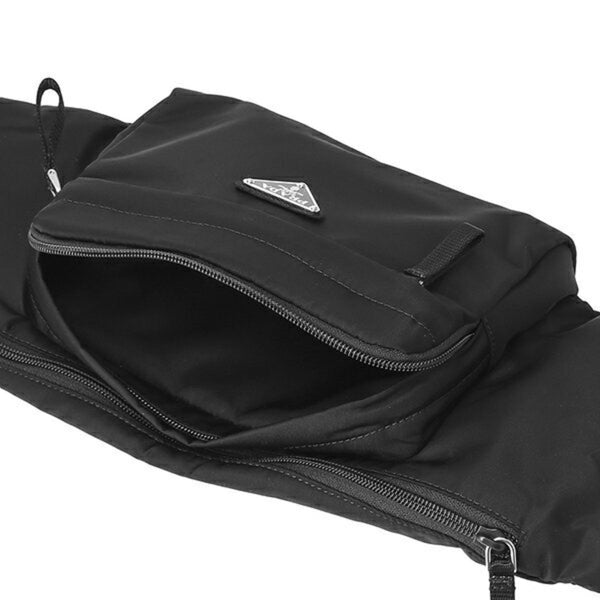 Prada Marsupio Tessuto Nylon Triangle Logo Black Belt Bag in Black, authentic new handbag, image 10