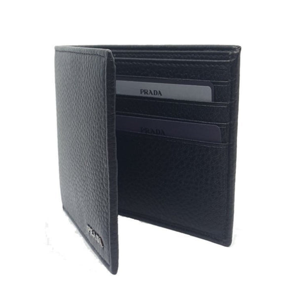 Prada Mens Bifold Nero Black Vitello Grain Leather Wallet in Nero Black, authentic new wallet, image 4