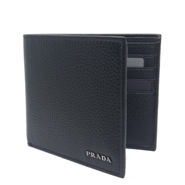 Prada Mens Bifold Nero Black Vitello Grain Leather Wallet in Nero Black, authentic new wallet, image 2