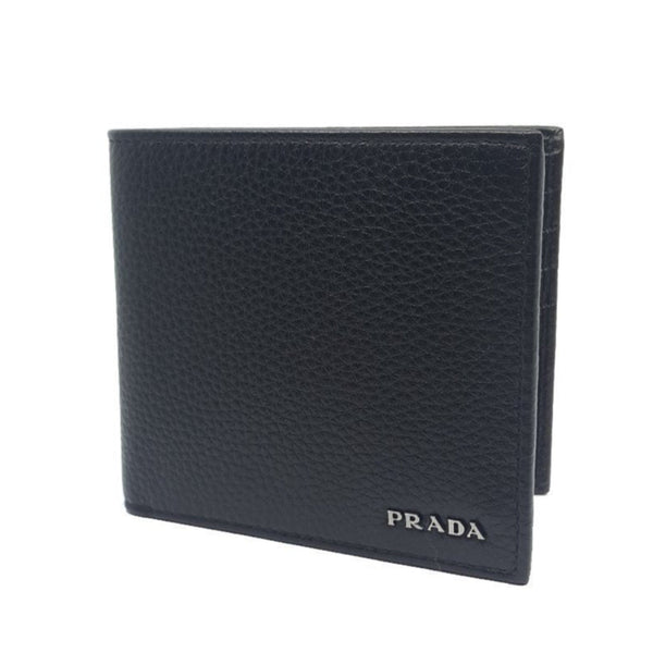 Prada Mens Bifold Nero Black Vitello Grain Leather Wallet in Nero Black, authentic new wallet, image 1