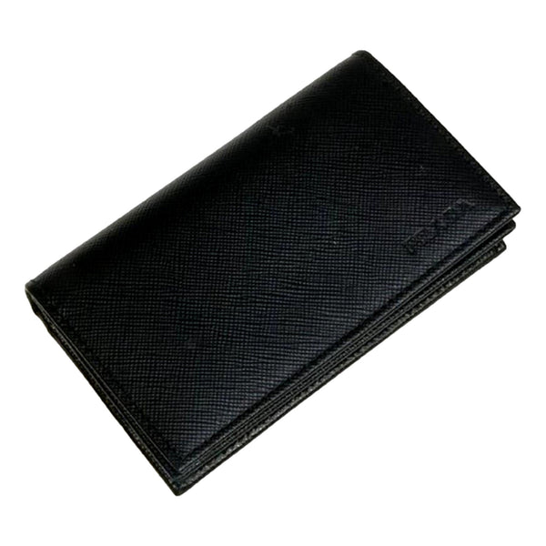 Prada Saffiano Black Snap Bifold Card Holder Wallet in Nero Black, authentic new wallet, image 1