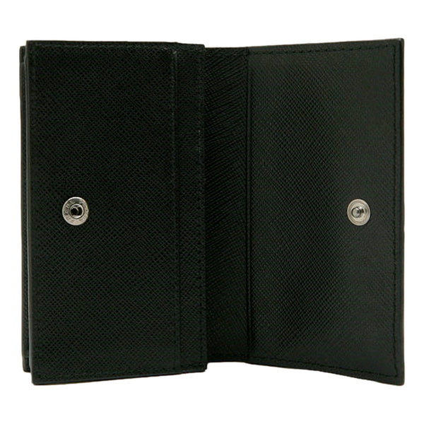 Prada Saffiano Black Snap Bifold Card Holder Wallet in Nero Black, authentic new wallet, image 3
