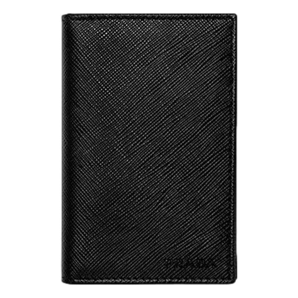 Prada Mens Saffiano Leather Vertical Card Black Holder Bifold Wallet in Black, authentic new wallet, image 5