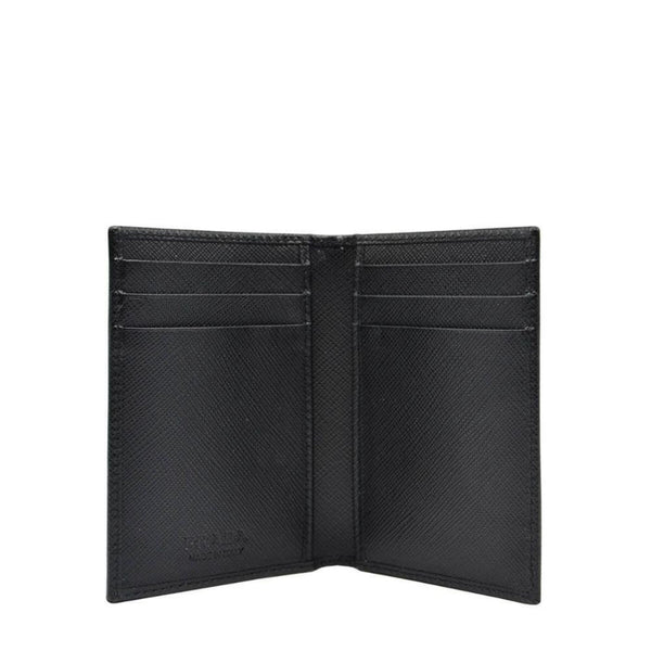 Prada Mens Saffiano Leather Vertical Card Black Holder Bifold Wallet in Black, authentic new wallet, image 2
