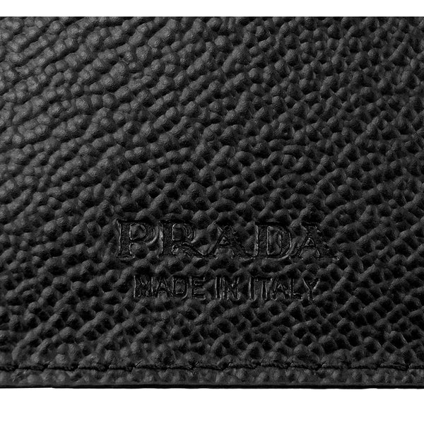 Prada Mens Vitello Micro Grain Black Leather Triangle Logo Bifold Wallet in Black, authentic new wallet, image 5