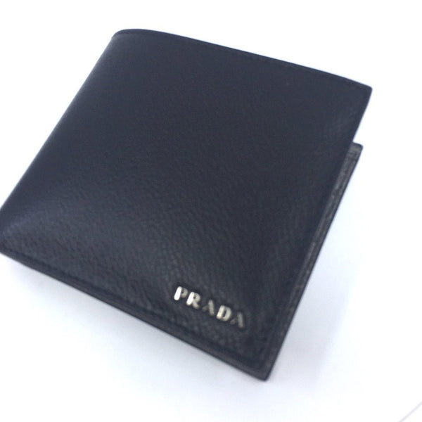 Prada Mens Wallet Black Gray Vitello Micro Grain Leather Bifold in Black, authentic new wallet, image 4